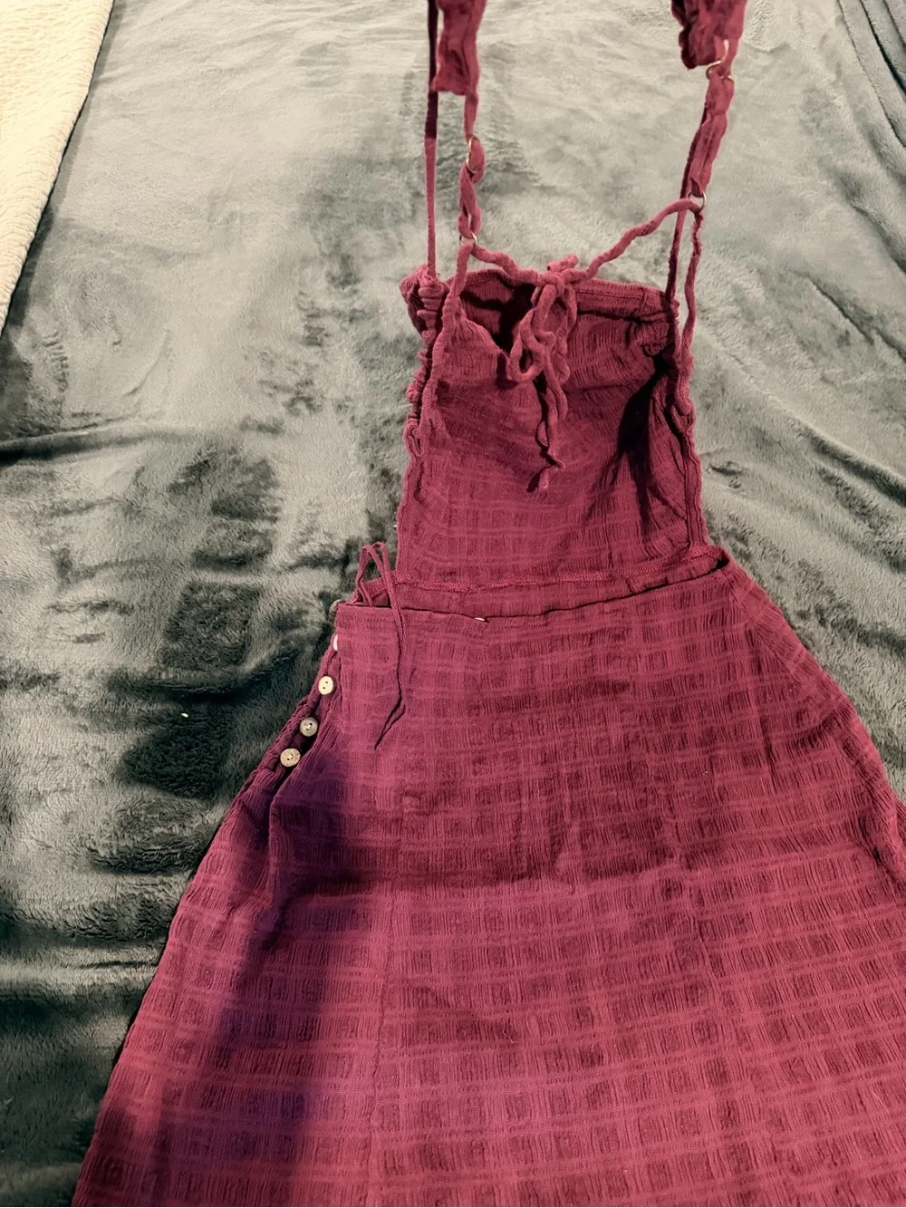 Free People Backless Burgundy Pink Textured Mini Dress - Picture 3 of 4